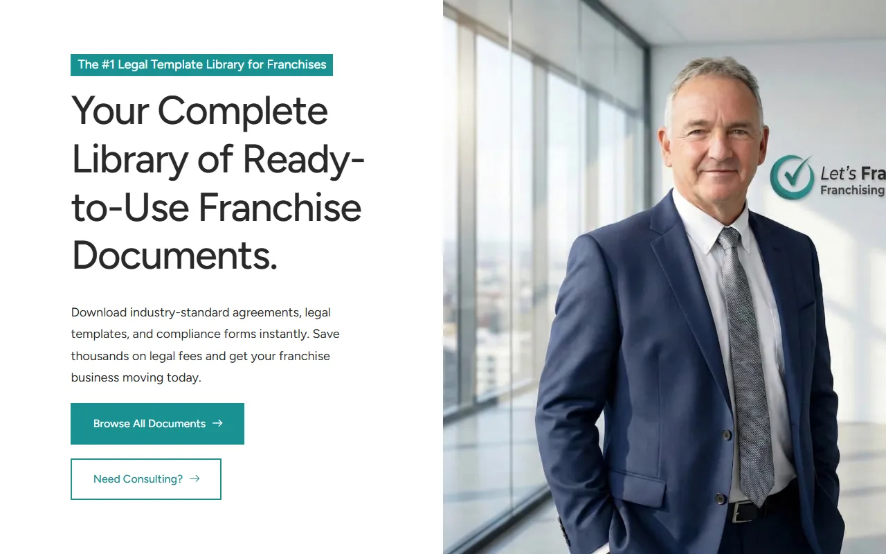 Home page of the Let's Franchise website