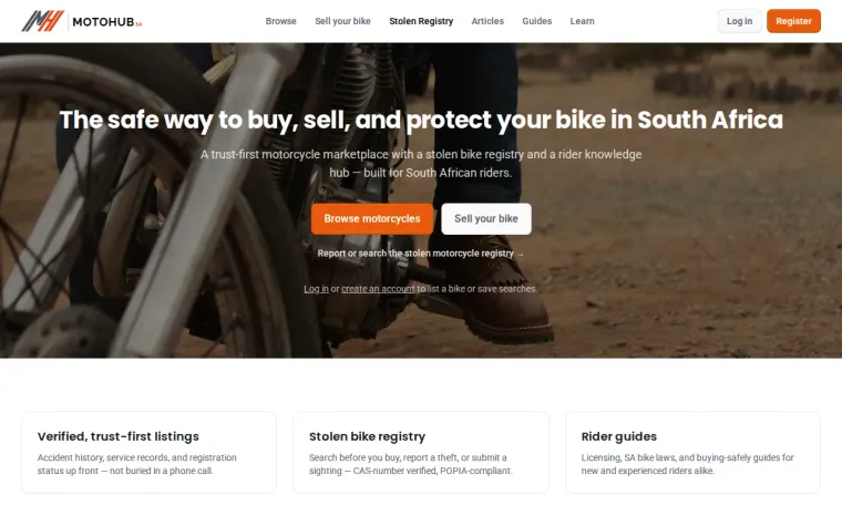 MotoHubSA website
